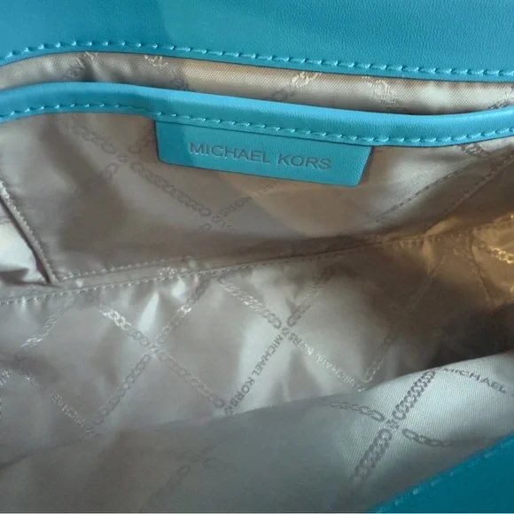 Michael Kors Tribeca Blue LG Conv Chain Shoulder Leather Bag